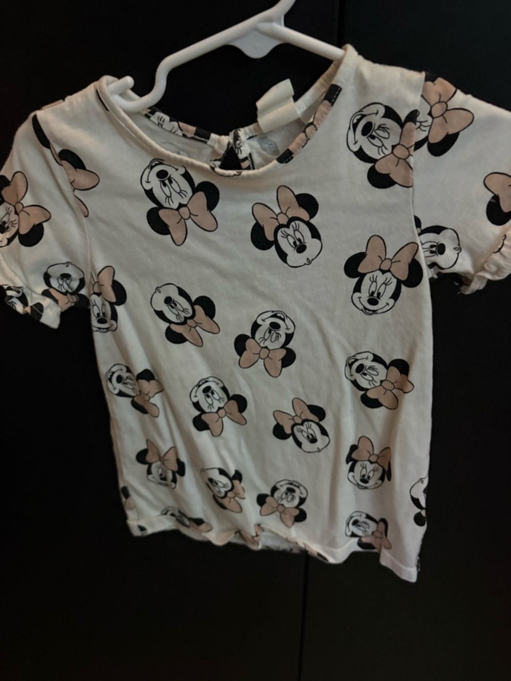 Minnie Mouse Print Kids Tee - White with Blush Bows